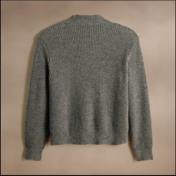 James Perse Lightweight Textured Cashmere Waffle Half Zip - Picture 2 of 5